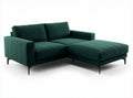 Divano angolare in tessuto verde scuro con chaise longue dimensioni 200 x 90 x 85cm