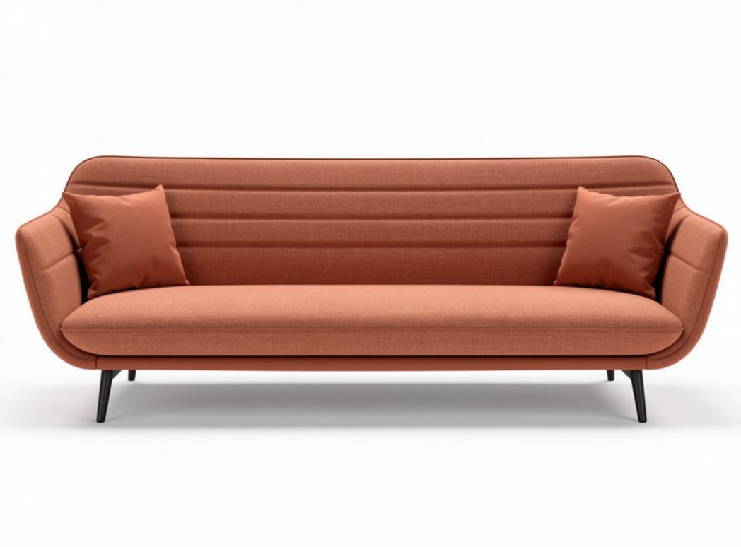 Divano moderno in tessuto arancione con cuscini inclusi 190 x 80 x 85cm
