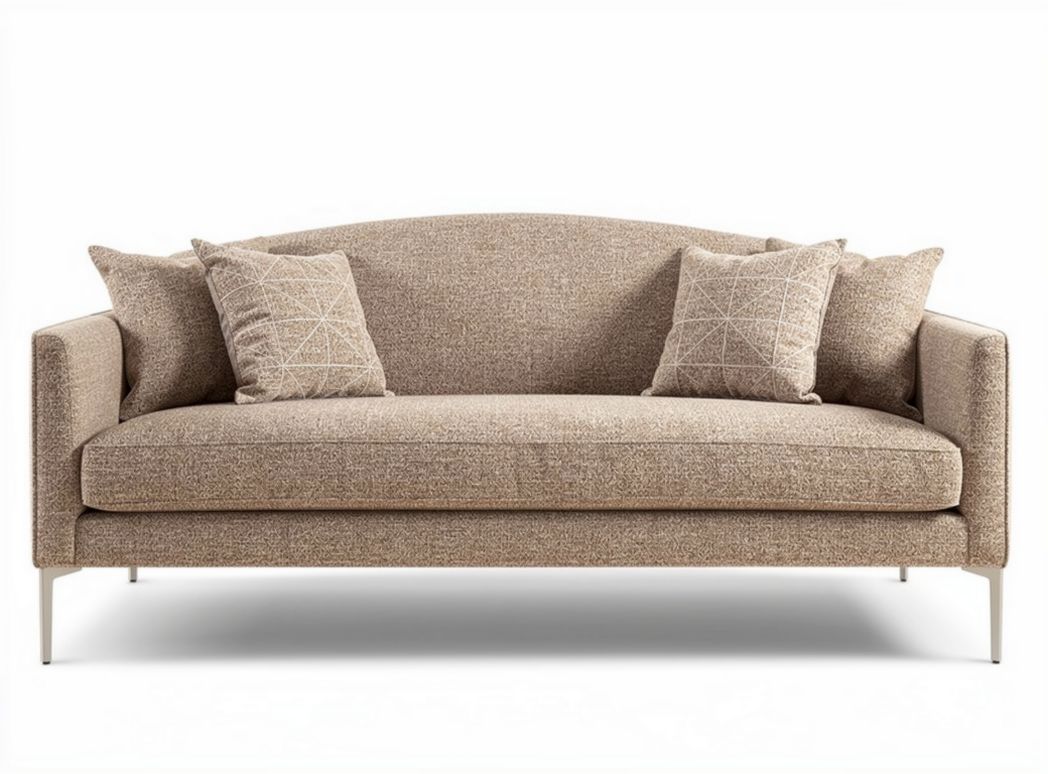 Divano moderno in tessuto beige con cuscini inclusi 200 x 90 x 85cm