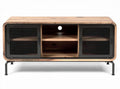 Tavolino in legno riciclato con struttura metallica e dimensioni 90 x 45 x 50cm