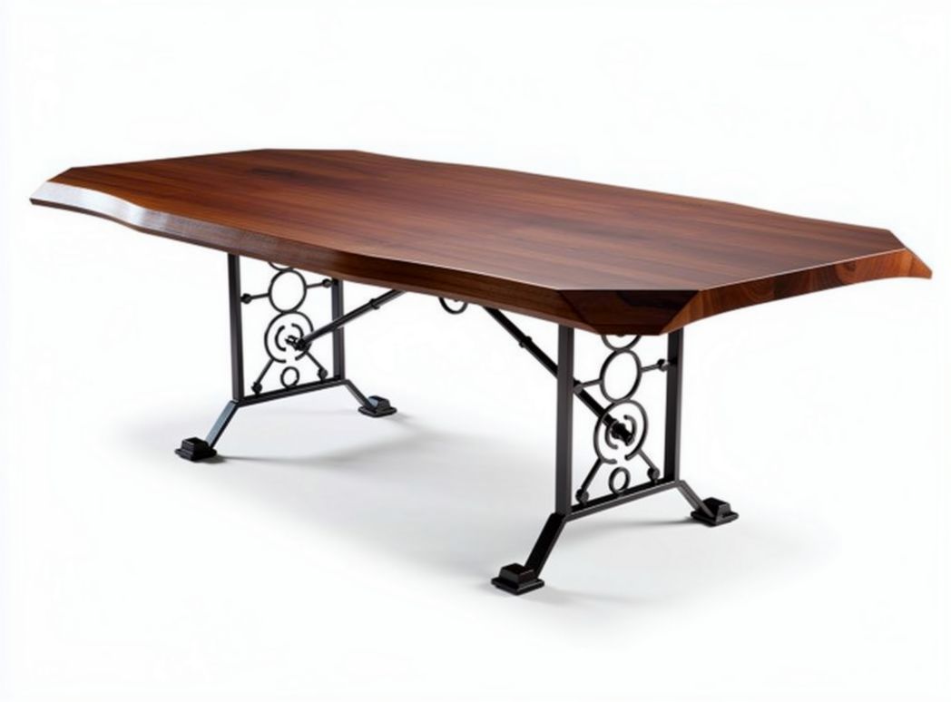 Tavolo in legno di noce con supporto in metallo dimensioni 150 x 80 x 75cm