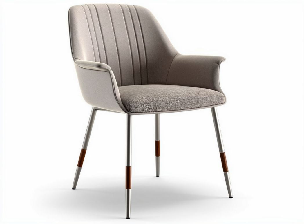 Sedia da pranzo in tessuto grigio con braccioli e gambe in metallo 50 x 50 x 85cm