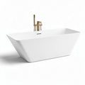 Vasca da bagno freestanding in acrilico bianco con rubinetto dorato 170 x 75 x 60cm