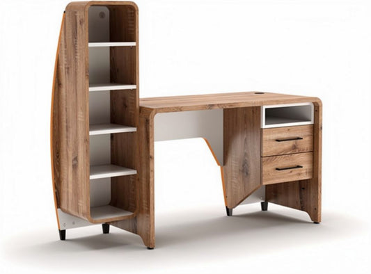 Scrivania in legno con ripiano e scaffale bianco 150 x 60 x 75cm