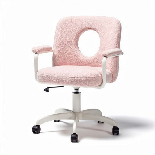 Sedia da ufficio girevole rosa con braccioli e base bianca 50 x 50 x 90cm