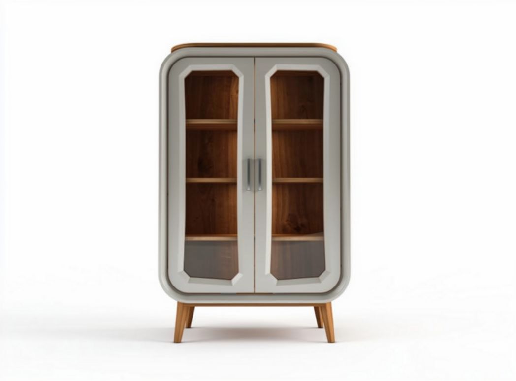 Mobiletto in legno con ante in vetro colore grigio dimensioni 80 x 40 x 120cm