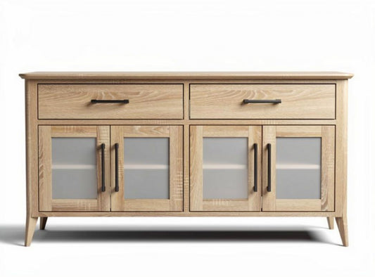 Mobiletto in legno chiaro con ante in vetro dimensioni 160 x 40 x 80cm