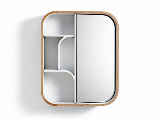 Mobiletto da parete in legno di noce e specchio 60 x 40 x 15cm